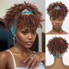 Amazon Peruca Curta Castanha Cacheada para Mulheres Africanas Lenço de Cabeça com Franja Peruca Afro Puff