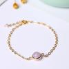 Pulseira de Cristal para Mulheres, Pulseira de Cristal Morango Pedra Flor de Pessegueiro Rosa, Design de Nicho Estilo Floresta, Presente para Melhor Amiga, Ágata Ametista