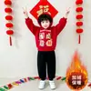 Conjunto Festivo de Año Nuevo 2026 Año del Caballo Rojo Otoño e Invierno para Niños y Niñas, Sudadera de Dibujos Animados con Forro Polar, Lindo y Moderno Conjunto de Dos Piezas