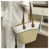 Bolso de Paja para Vacaciones en la Playa para Mujer, Moda Nueva Primavera/Verano 2026 Bolso de Hombro Tipo Canasta Tejida Hecho a Mano