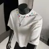 Camiseta de Manga Corta de Marca Americana de Moda para Hombre en Verano, Transpirable, Casual, Holgada, Cuello Redondo, Manga Media, Bordada, Camiseta Juvenil Talla Grande