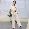 Comercio Exterior Transfronterizo Amazon Moda Ropa de Mujer 2025 Primavera y Verano Comercio Exterior Elegante Casual de Manga Corta Traje de Pantalón de Punto para Mujer