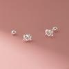 Pendientes de rosca Nalan S925 de plata esterlina con un estilo simple y temperamento con líneas huecas y patrón de amor M02899