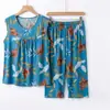 Roupas de Verão para Mãe, Conjunto de Pijama sem Mangas para Idosos, Roupas de Vovó, Colete Plus Size Feminino, Roupas de Casa Estampadas para Senhoras Idosas