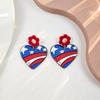 Pendientes de flores de amor retro transfronterizos europeos y americanos para el Día de la Independencia de Estados Unidos, pendientes acrílicos redondos con bandera estadounidense para mujer