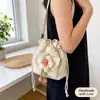 Bolsas de Moda Transfronterizas para Mujer 2026 Nuevo Bolso Cubo de Lona Fresco y Moderno Bolso Cruzado Floral Lindo y Femenino para Mujer