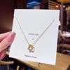 Estilo Coreano Trendy da Internet Colar de Aço Titânio Hip-Hop Feminino Retrô Personalizado Pingente Geométrico Microincrustado Corrente Elegante para Clavícula Ins