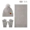 Conjunto de Tres Piezas de Gorro Bufanda Guantes Tejidos para Otoño Invierno Gorro de Lana Grueso Cálido Guantes con Pantalla Táctil para Mujer