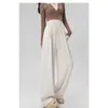 Pantalones de Arroz Glutinoso con Caída para Mujer, Nuevo Estilo Primavera y Verano, Cintura Alta, Talla Grande, Adelgazantes, Suaves y Cerosos, Pantalones Estrechos de Pierna Ancha, Pantalones Rectos Casuales Sueltos