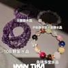 Pulsera de Amatista Natural Uruguaya Estilo Chino Nuevo Pulsera de Cuentas Pequeñas Morado Oscuro Pulsera de Cuentas de Tres Capas 108 Cuentas