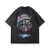 Comércio exterior retrô moda nacional algodão camiseta de verão masculino e feminino manga curta solto lavagem velhos amantes casaco novo atacado