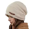 Dropshipping Internacional Chapéu de Tricô com Forro de Lã Outono e Inverno Novo, Elegante e Fashionável para Cabeça Grande, Chapéu Pós-Parto, Gorro Soltinho