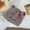 Bonito gorro de punto con lazo y orejas de gato KT para mujer, nuevo estilo otoño e invierno 2026, gorro cálido