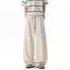 Calça Plissada Estilo Old Money, Calça Larga Respirável Fina de Verão/Primavera, Caimento Relaxado, Calça Longa Casual de Corte Reto