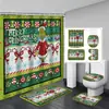 Cortina de Ducha Grinch Navideño Alfombra de Piso para el Hogar Juego de Cuatro Piezas para Baño Separador de Separación Seca y Húmeda Cortina de Ducha Cortina de Ducha Impermeable