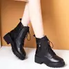 Botines bajos estilo Martin de piel suave para mujer, nueva colección otoño/invierno 2026, botines de tacón grueso, forrados de felpa para abrigar, botines de algodón, botas de nieve de suela gruesa