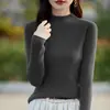 Suéter base de primera línea listo para usar, corte ajustado 25 Otoño/Invierno Suéter tipo pullover negro para mujer, cuello semi alto, tejido ajustado