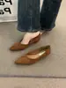Zapatos de vestir de tacón de cuña para mujer de estilo francés de nicho, color marrón, para primavera y otoño 2025, de punta fina, para ir al trabajo, de noche, zapatos de abuela