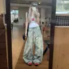 Jeans curvo com bainha irregular estilo retrô americano para mulheres, design de outono, estilo workwear, cintura alta, solto, calças largas tipo foice