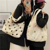 Bolsa de Ombro de Lona Texturizada Nova com Coração Transfronteiriça Bolsa de Mão de Grande Capacidade Bolsa de Ombro Texturizada para o Dia a Dia
