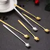 Cuchara de café de acero inoxidable con mango largo, agitador, mini cuchara, cuchara para batidos, cuchara para postre y miel, cuchara para vino