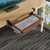 Bandeja para Teclado Debajo del Escritorio Sin Taladro Tablero de Extensión de Escritorio de Oficina Cajón de Almacenamiento para Ratón de Computadora Carril Deslizante Soporte de Clip