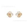 Japonês e coreano requintado micro incrustado zircão concha flor brincos feminino fresco doce nicho design moda brincos