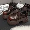 Sapatos Retro de Sola Grossa Aumentadores de Altura Nova Coleção Início da Primavera Sapatos Pequenos de Couro Versáteis Femininos Sola Plataforma Loafers Estilo Britânico 2025 Cor Polida