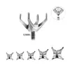Acero de Titanio M0.9/1.0 Base para Pendiente de Tachuela Redonda de Zirconia Rosa con Montura de Garra Rosca Interna Hueso de la Oreja Tachuela DIY