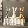 Conejo Sanación Emoción Pequeña Figura Sentada Decoración Suave Sala de Estar de Gama Alta Mueble de TV Gabinete de Vino Oficina Decoraciones de Escritorio