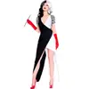 S-XL Vestido Kuila Dálmata Halloween Preto e Branco Bruxa Yin Yang Fantasia de Palhaço Kuila Roupa de Palco