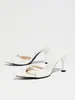 Sandálias de Salto Alto Femininas Primavera/Verão Bico Fino Salto Agulha com Fivela de Strass Mules Fashion Versátil Elegante