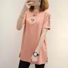 Camisetas de verano para mujer, estilo coreano, holgadas, de talla grande, de longitud media, blancas, de manga corta, informales, 2024