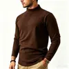 Comercio exterior transfronterizo producto nuevo otoño e invierno: Camiseta térmica de manga larga para hombre, color liso, cepillada por ambos lados, con cuello alto medio termostático