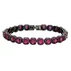 2025 Joyería Huabi Retro Europeo y Americano Corindón Artificial Lujo Accesible Pulsera de Oro Negro Completamente Diamantada Pulsera Piedra Heroína 4mm
