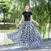 26 Falda Nueva Estilo Bohemio Resort Primavera/Verano Estampado de Lunares Cuadros Diagonales Línea A Dobladillo Amplio para Mujer