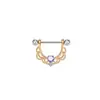 Acero Inoxidable 1.6X16mm Empalmado Rosa Más Vendido Forma de U Diamante Hueco Anillo para Pezón Encaje Colgante Joyería para Piercing