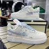 Original Af1 Air Force One Swoosh Pequeño Azul Cielo Casual Universitario Doble Swoosh Blanco Azul Tenis de Moda Campus