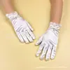WG014 Guantes de Boda Perla Satén Coreanos Elegantes Vintage Vestido de Novia Guantes Cortos Blancos