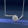 Collar Colgante de Plata de Ley S925 Corazón Floreciente para Mujer, Chapado en PT950, Collar de Moissanita de Color D de 0.50ct