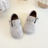 Zapatos de Invierno de Algodón Estilo Coreano Birkenstock para Niños 2026 Nuevos Cálidos Con Felpa Suave Suela Blanda Protección contra el Frío Mocasines para Niños Medianos y Grandes