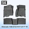 Adecuado para Silverado 1500 Cabina Extendida 2001-2006 Alfombrillas de Piso 3D para Todo Clima de TPE