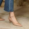 2023 Novo Estilo Francês Nicho Bico Fino Elegantes Sapatilhas Stiletto de Uma Linha Vazadas Sandálias Romanas de Bico para Mulheres