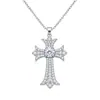 Colar folheado a ouro branco para mulheres, pingente de cruz com diamantes e moissanita, corrente de clavícula, direto do fabricante