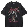 Berserk Jujutsu Kaisen Anime Japonês Retro Lavado Camiseta de Manga Curta Tendência