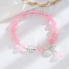 Pulseira de cristal rosa Madagascar com corpo de gelatina de prata esterlina 925, pulseira de cristal rosa natural, presente que não desbota...
