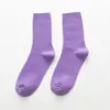 Calcetines de Verano para Mujer Color Caramelo Calcetines de Felpa Color Sólido Algodón Estilo Coreano ins Modernos Color Macarrón Calcetines Medios para Estudiantes