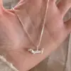 Colar Pingente Dachshund Prata Estilo Coreano Ins Cool e Discreto, Série Animais Pequenos, Colar de Luxo Leve da Moda
