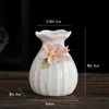 Jarrón Pequeño de Porcelana Blanca Hecho a Mano Arreglo Floral Dispositivo Hidropónico para Flores Jarrón Bolsa de la Suerte Calabaza Decoraciones de Escritorio para Sala de Estar Adornos