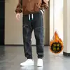 JYF-G97 plus veludo masculino plus size outono e inverno Marca da moda 300kg solto perna larga jeans esportivo casual masculino